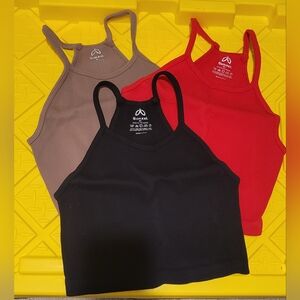 Sunzel crop ribbed racerback tanks 3-pack